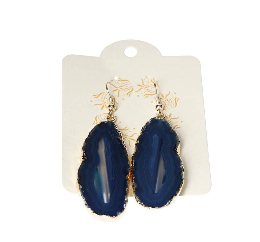 Agate Slice Hook Earrings Gold 631228 P30
