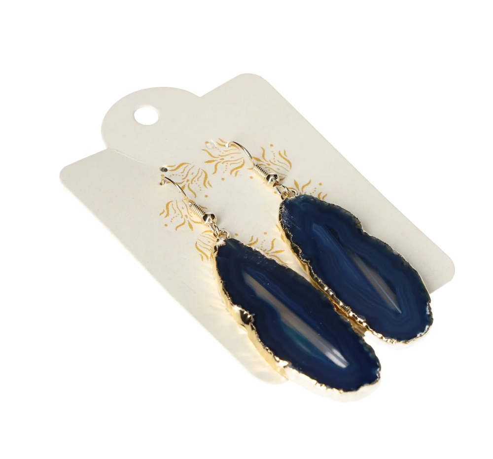 Agate Slice Hook Earrings Gold 631228 P30