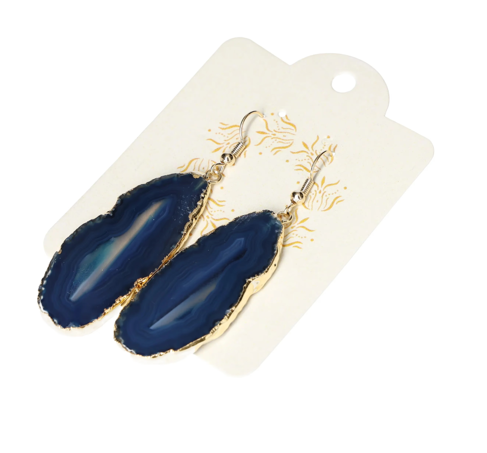 Agate Slice Hook Earrings Gold 631228 P30