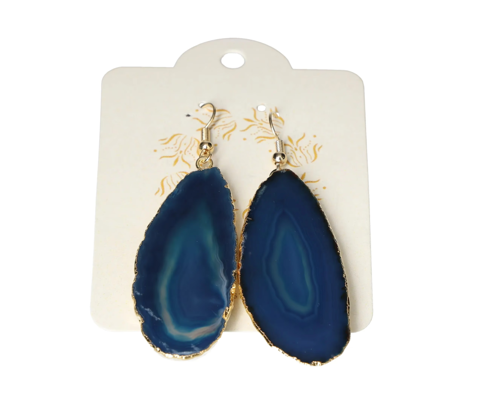 Agate Slice Hook Earrings Gold 631235 P30