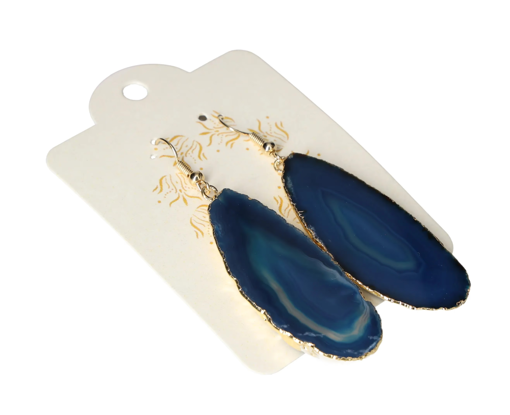 Agate Slice Hook Earrings Gold 631235 P30
