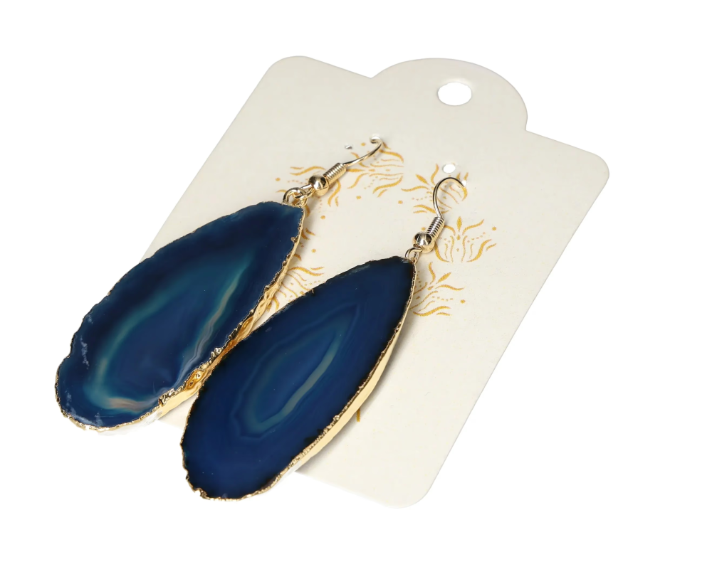 Agate Slice Hook Earrings Gold 631235 P30