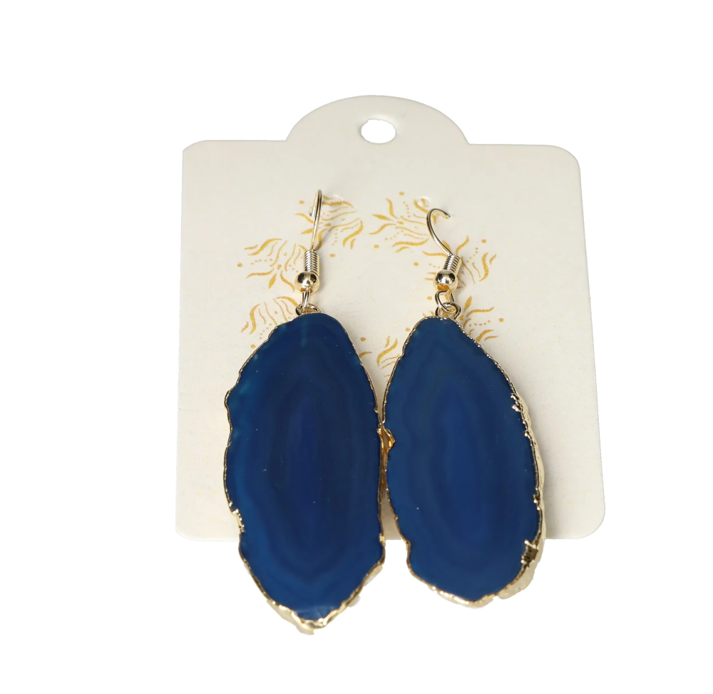 Agate Slice Hook Earrings Gold 631242 P30