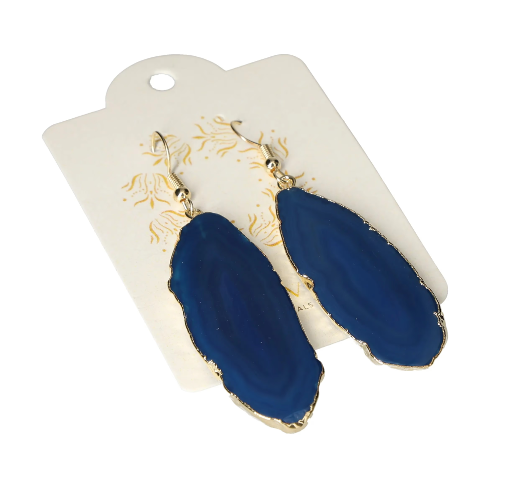 Agate Slice Hook Earrings Gold 631242 P30