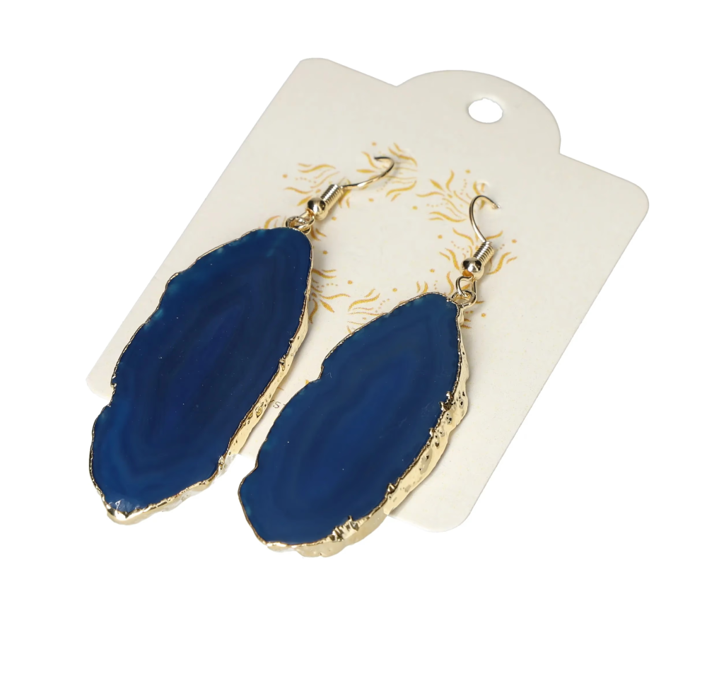 Agate Slice Hook Earrings Gold 631242 P30