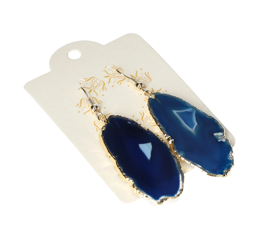 Agate Slice Hook Earrings Gold 631266 P30