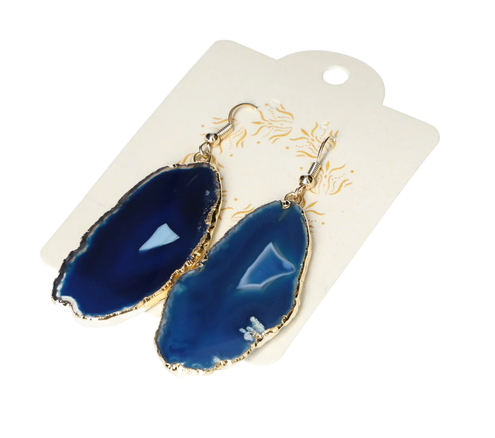 Agate Slice Hook Earrings Gold 631266 P30