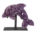 Amethyst Dolphin On Metal Base 640213