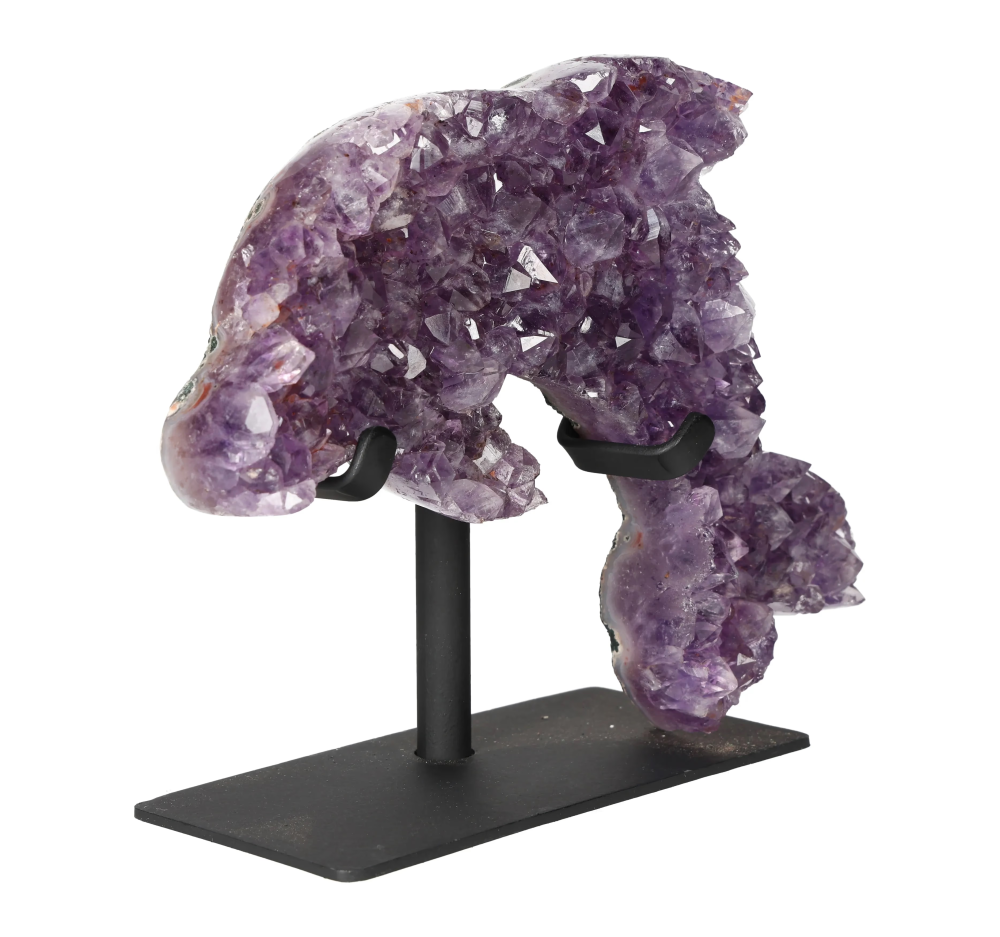 Amethyst Dolphin On Metal Base 640213
