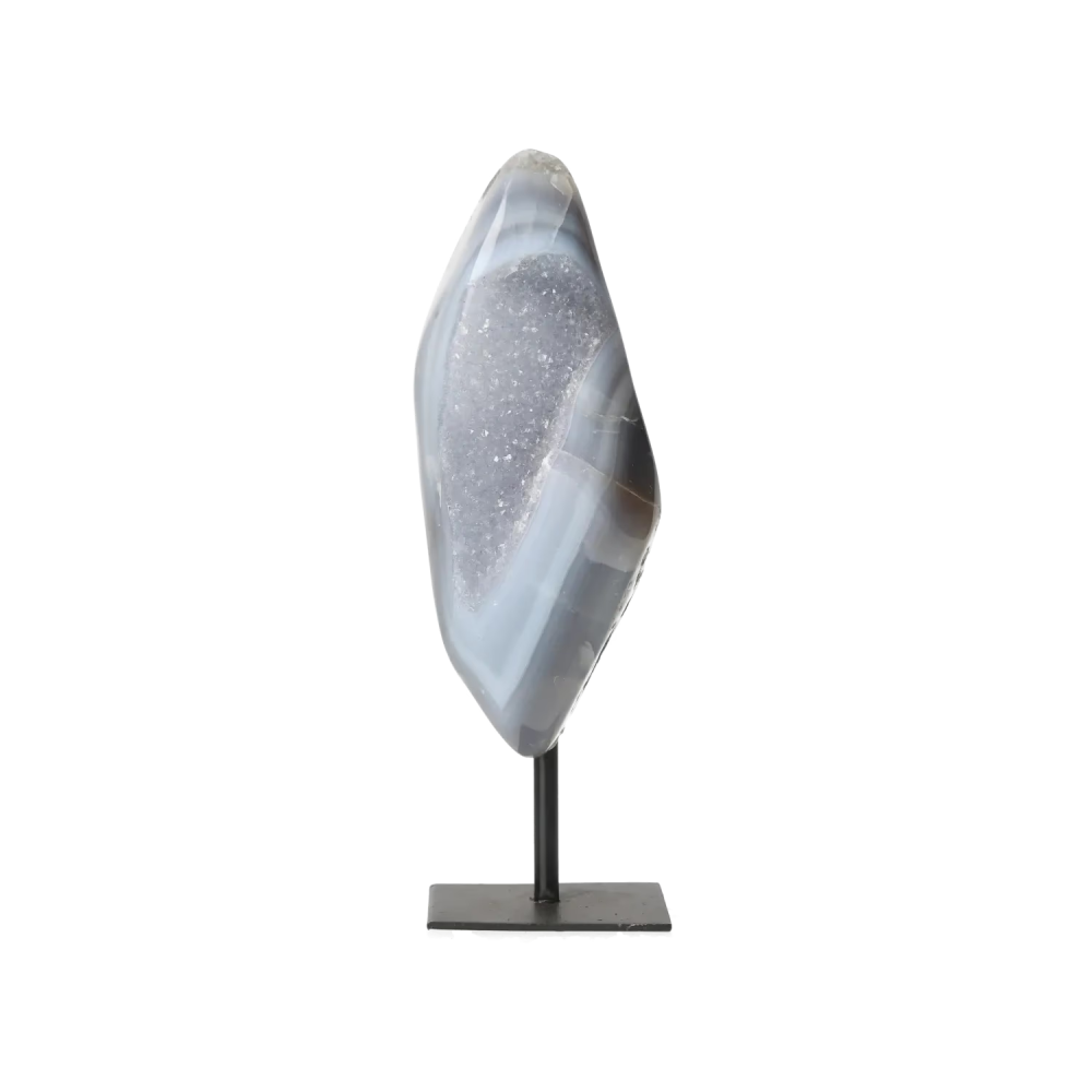 Agate Geode with Quartz on Stand 10000431