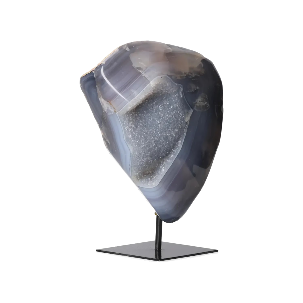 Agate Geode with Quartz on Stand 10000451