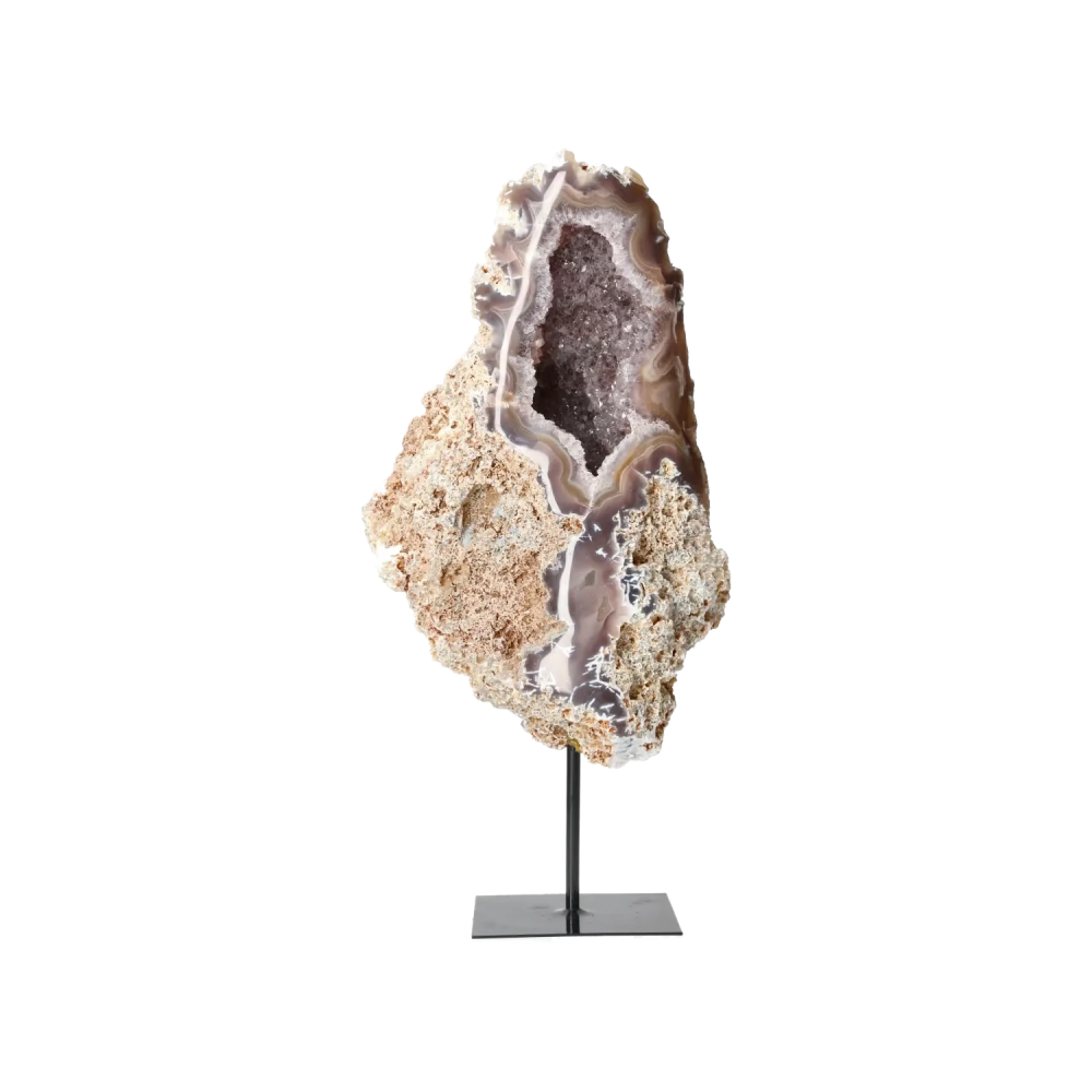 Agate Geode with Quartz on Stand 10000478