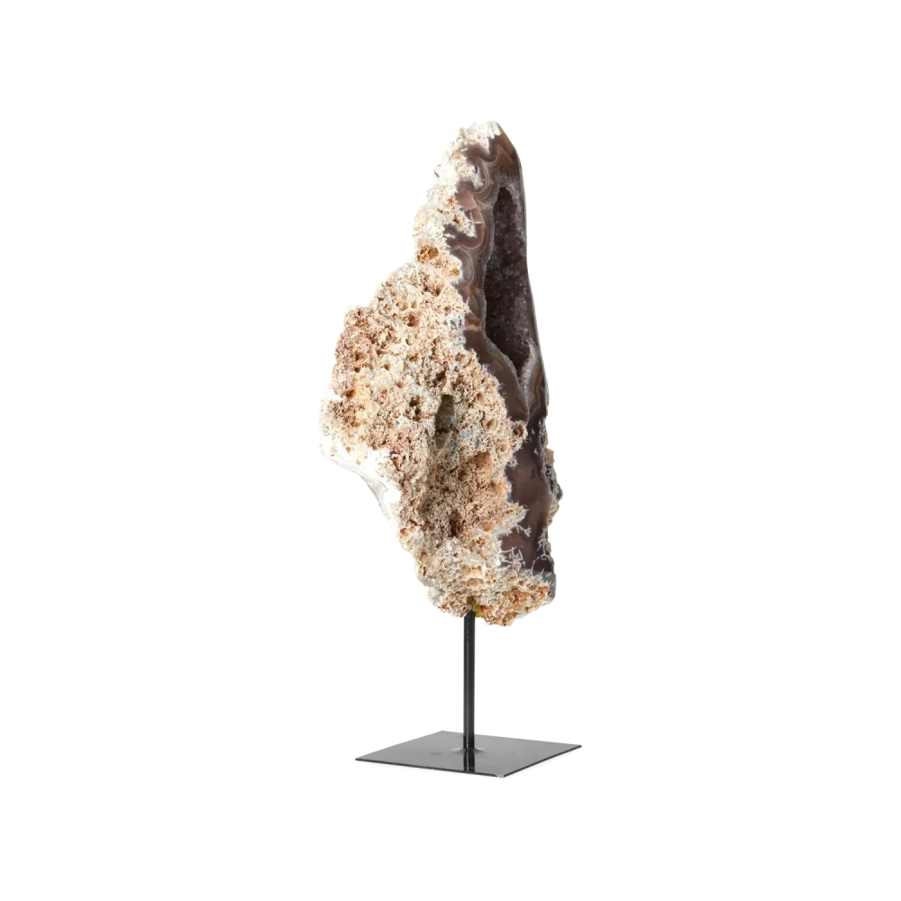 Agate Geode with Quartz on Stand 10000478