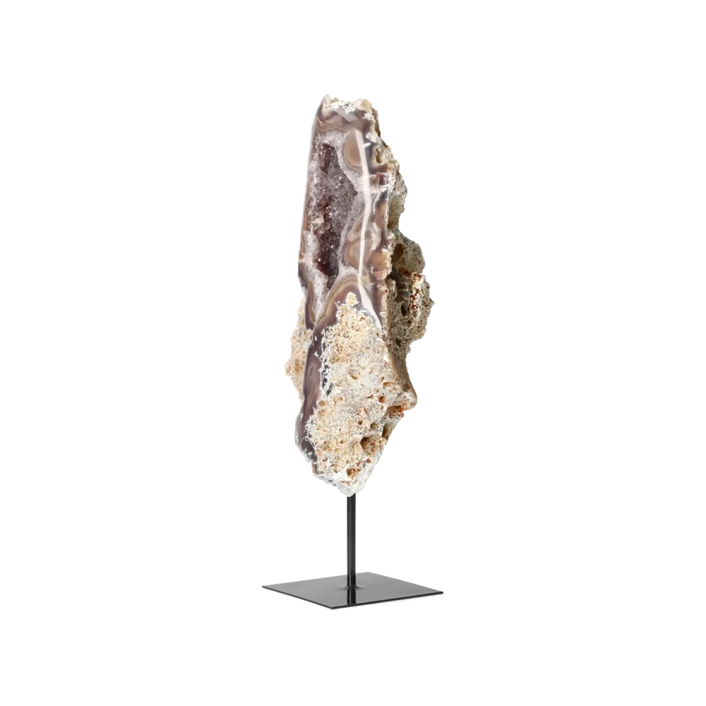 Agate Geode with Quartz on Stand 10000478