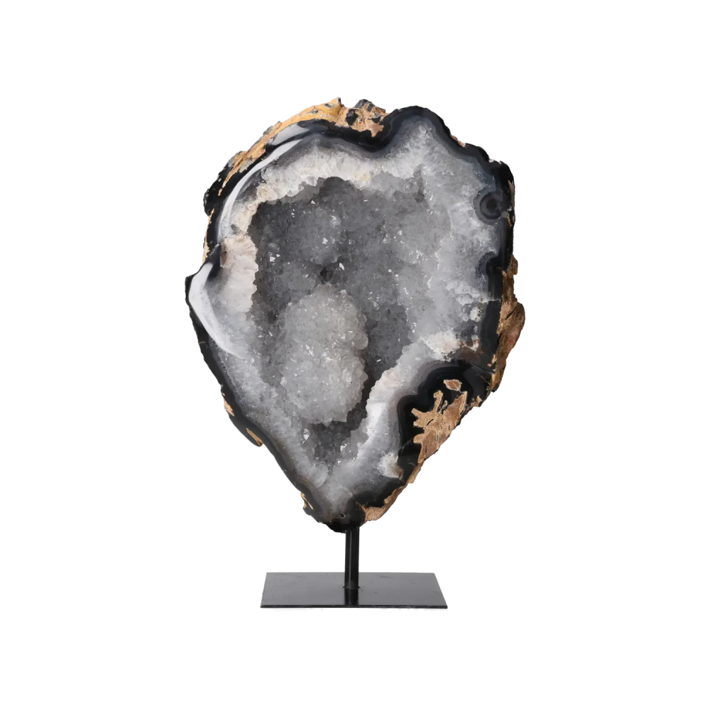 Agate Geode with Quartz on Stand 10000479