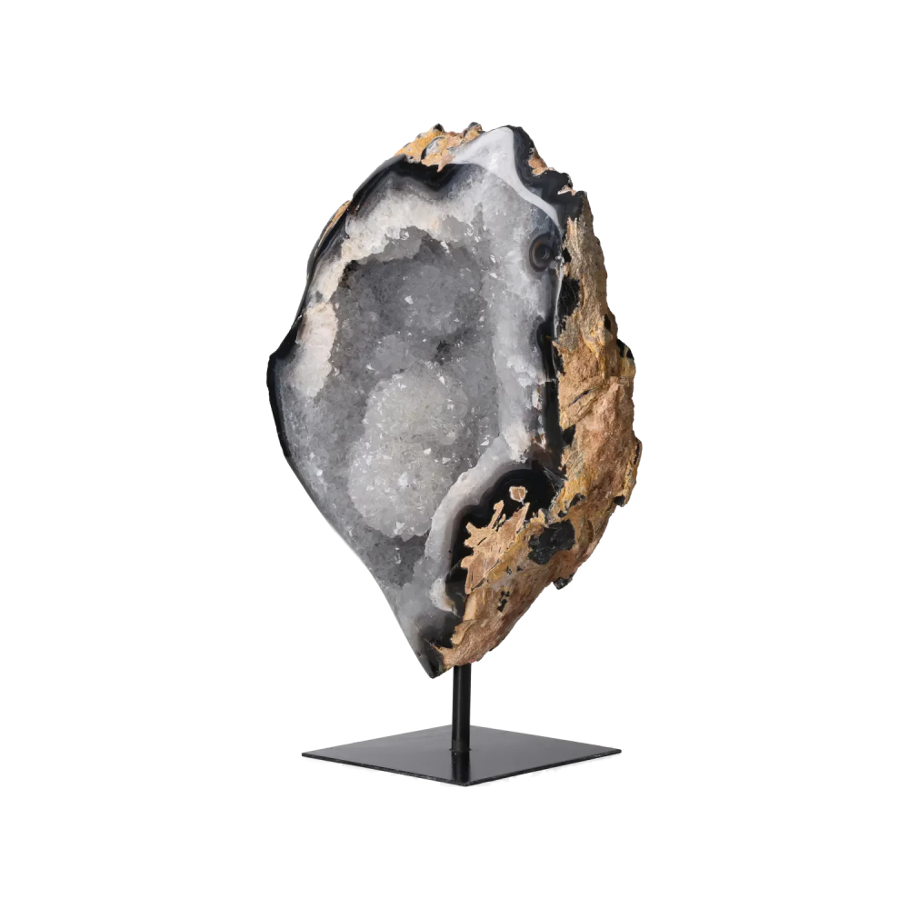 Agate Geode with Quartz on Stand 10000479