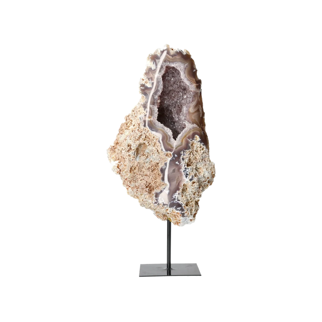 Agate Geode with Quartz on Stand 10000478