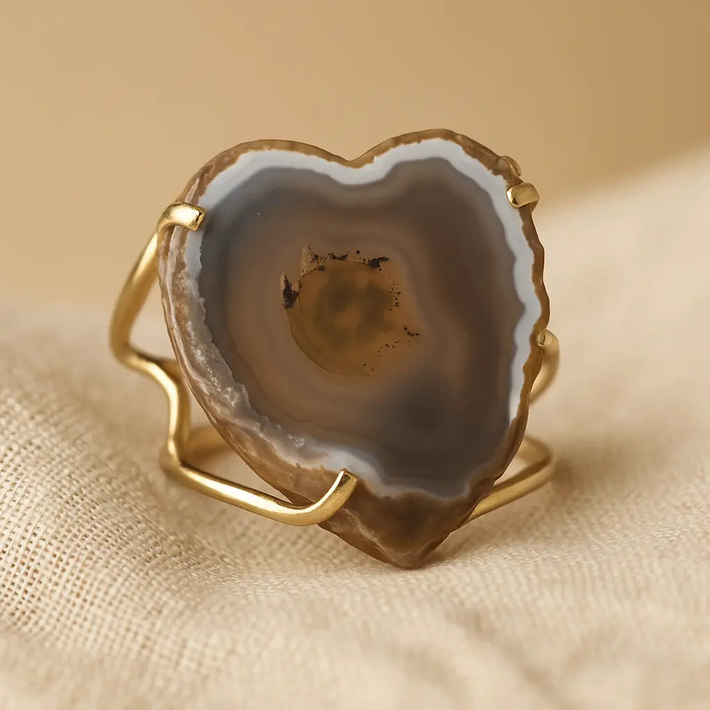 Agate Slice Arc And Wire Ring Gold 603119 P30