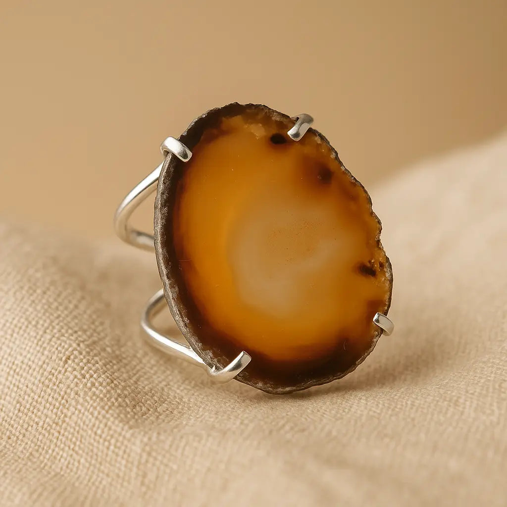 Agate Slice Arc And Wire Ring Gold 603201 P30