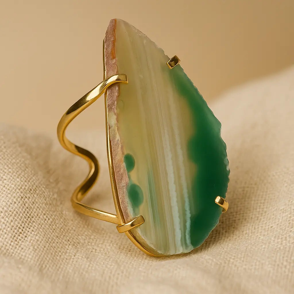 Agate Slice Arc And Wire Ring Gold 603300 P30