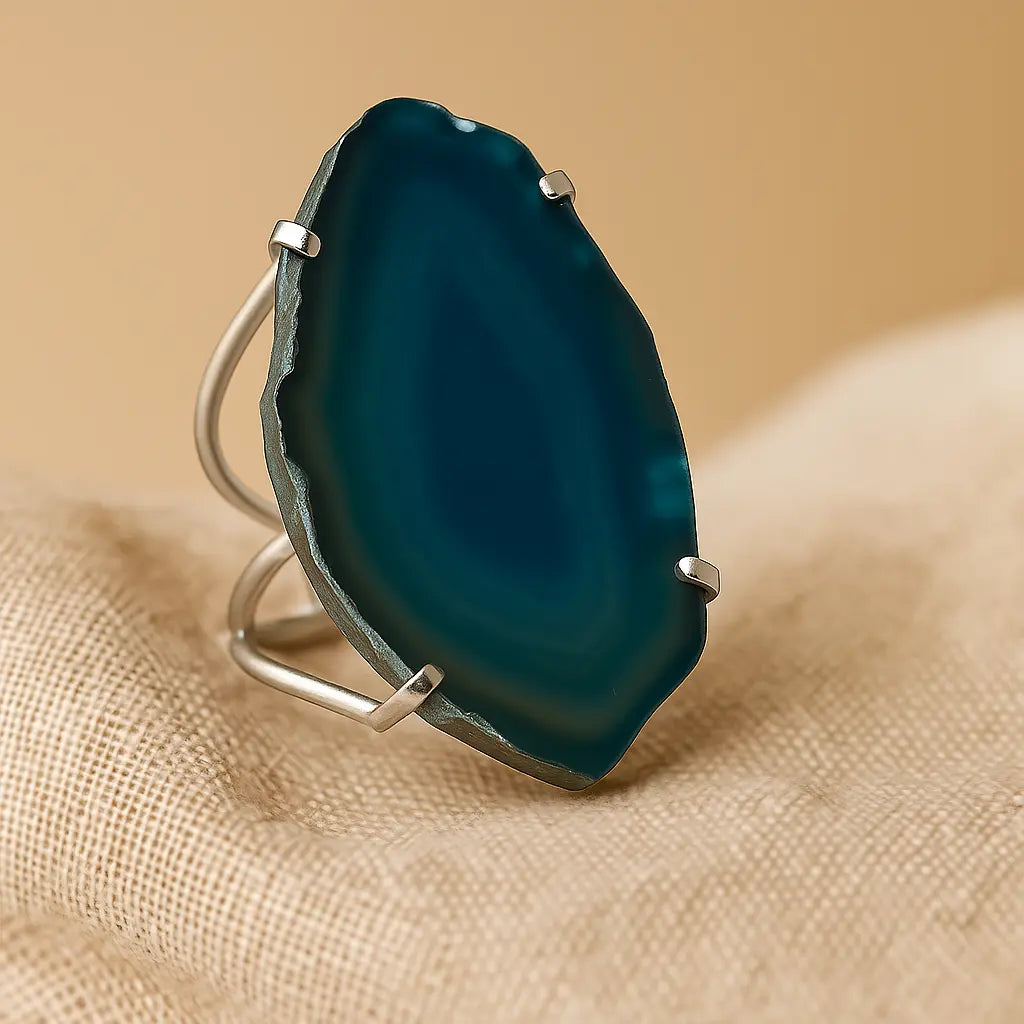 Agate Slice Arc And Wire Ring Gold 603317 P30