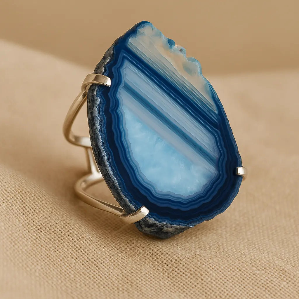 Agate Slice Arc And Wire Ring Silver 603744 P30