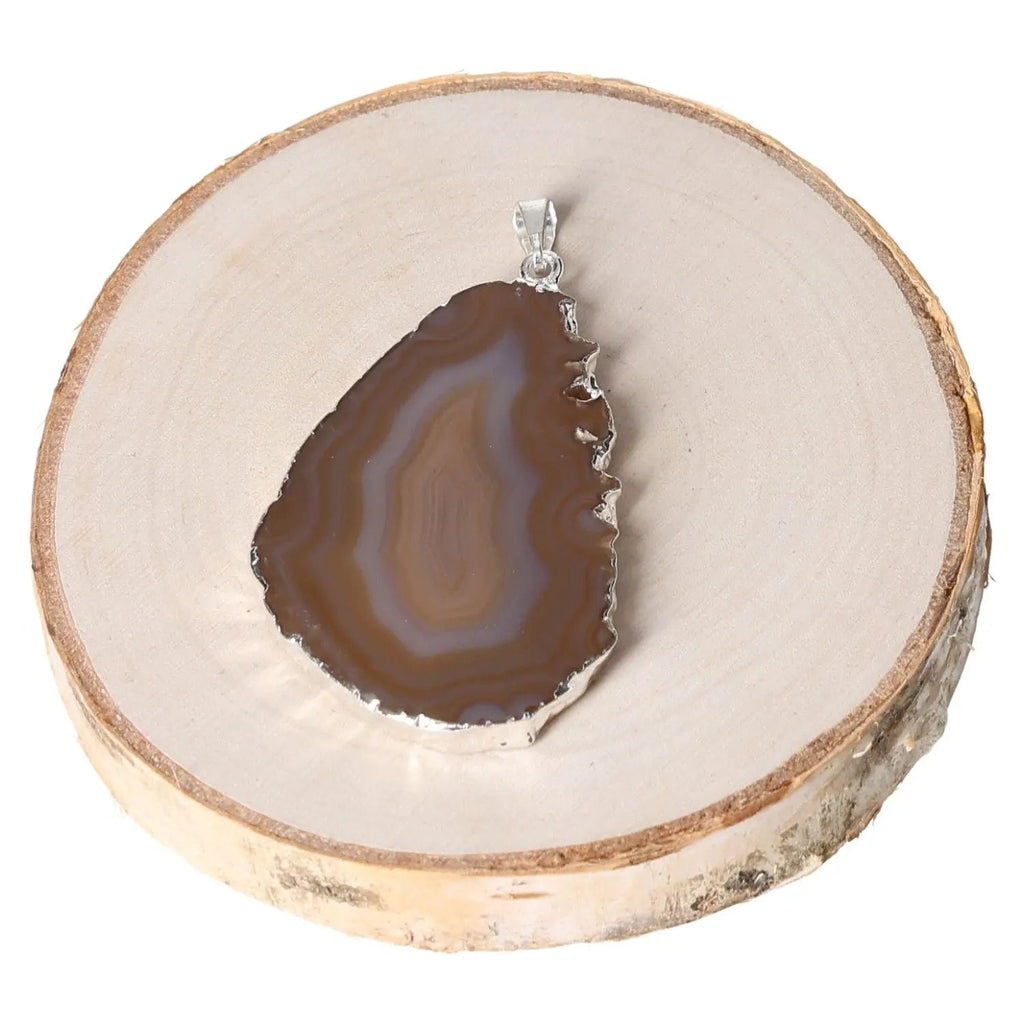 Agate Slice Natural Metal Plated Pendant 555845 P30