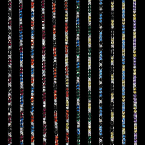 3MM Diamond Colored Tennis Chains in White Gold- All Colors