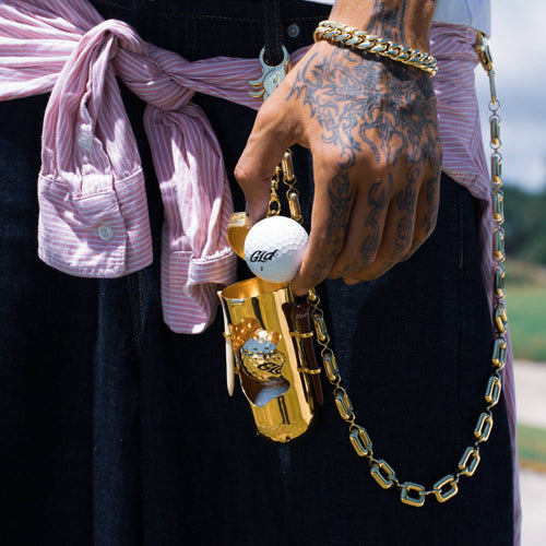 Clip-on Golf Ball Holder Accessory in Yellow Gold