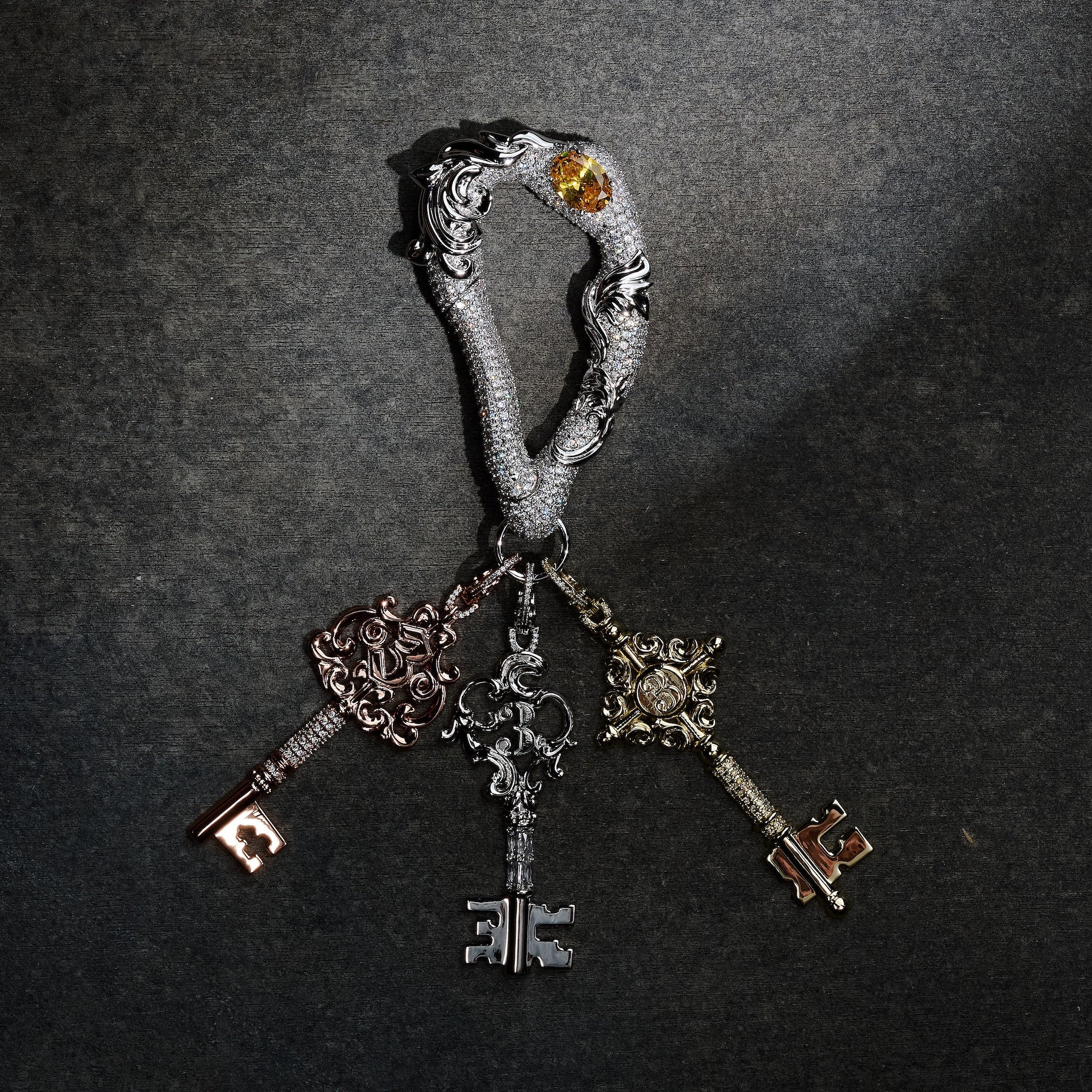 GLD X Bloody Osiris Lab Diamond Key Clip On in Solid White Gold