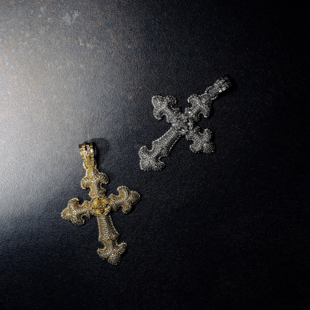 GLD X Bloody Osiris Large Lab Diamond Canary Cross Pendant in Solid Yellow Gold