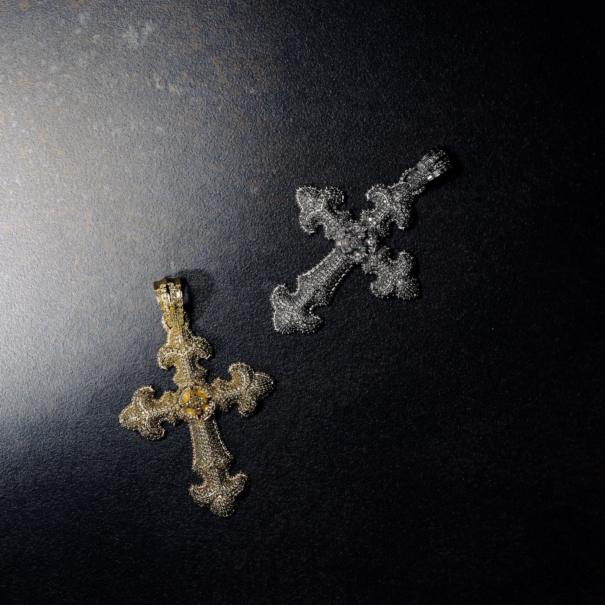 GLD X Bloody Osiris Lab Diamond Large Cross Pendant in Solid White Gold