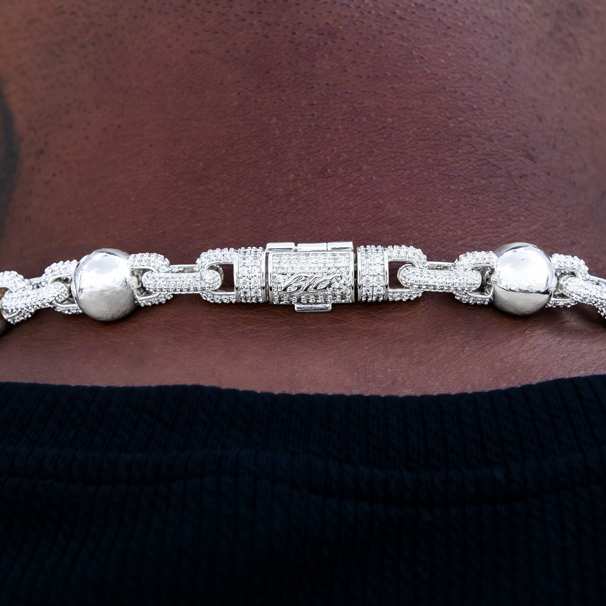 Iced Plain Ball Chain in White Gold - 10mm
