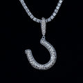 Simple Horseshoe Pendant in White Gold