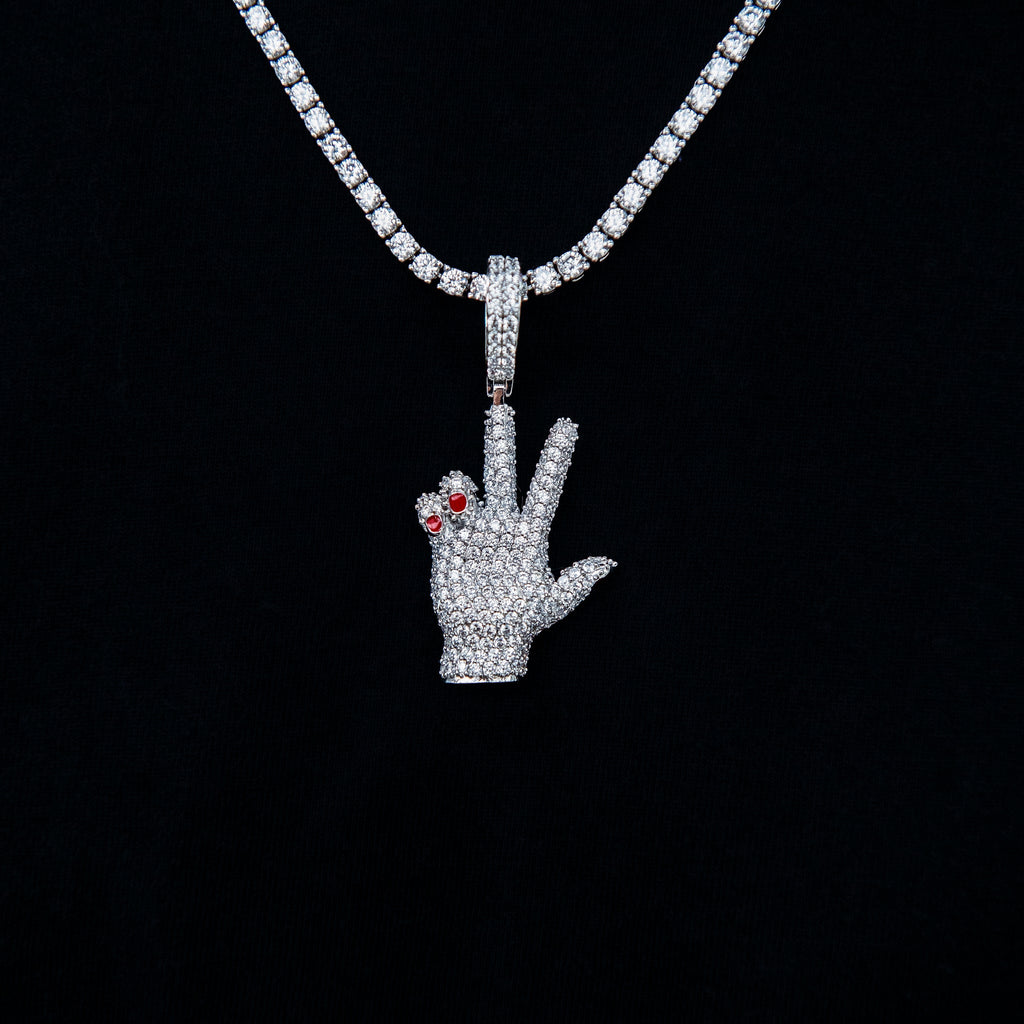 GLD X Ryan William's Peace Sign Pendant in White Gold