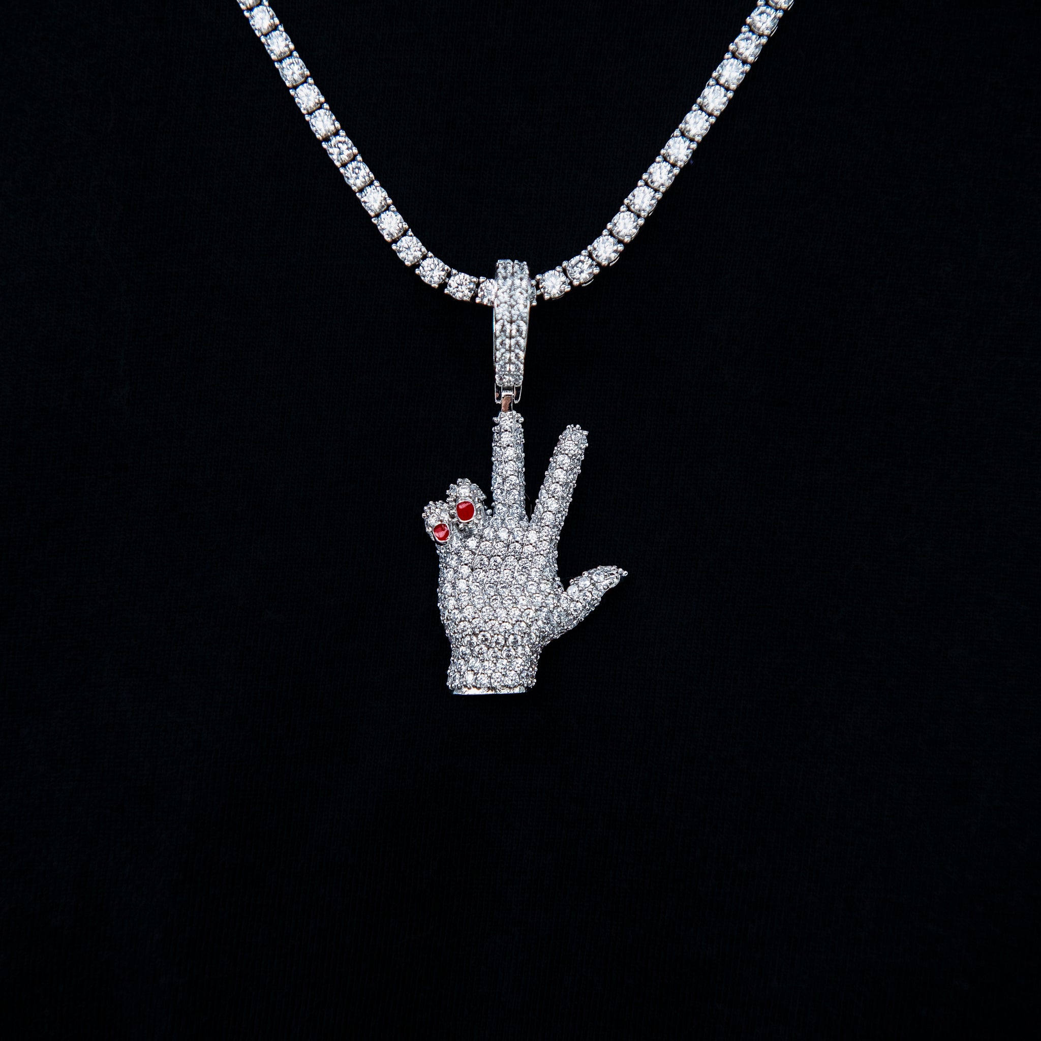 GLD X Ryan William's Peace Sign Pendant in White Gold