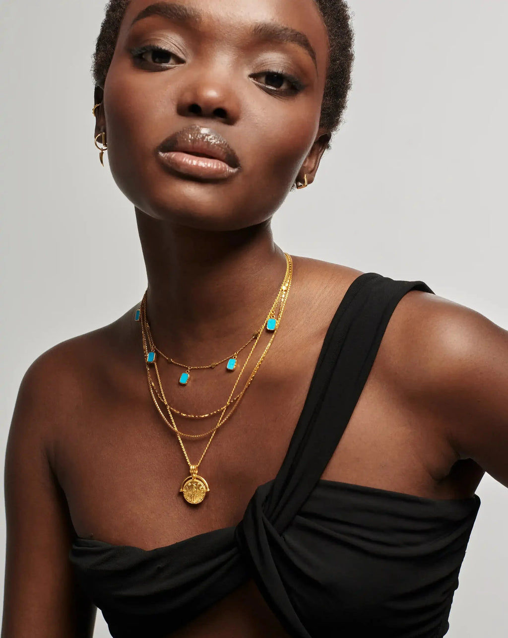 Lena Charm Choker | 18k Gold Plated/Turquoise