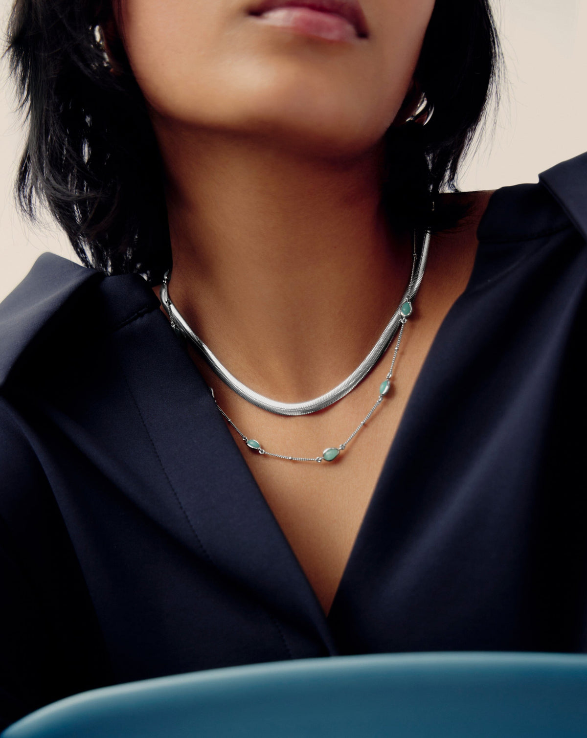 Magma Gemstone Charm Choker | Sterling Silver/Amazonite